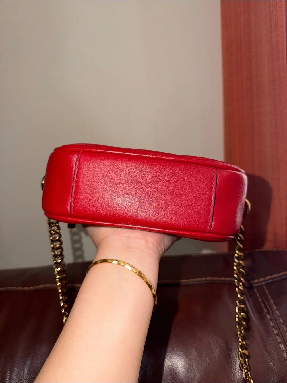 ‼️Tory Burch Kira Chevron Red Leather Camera Crossbody Bag